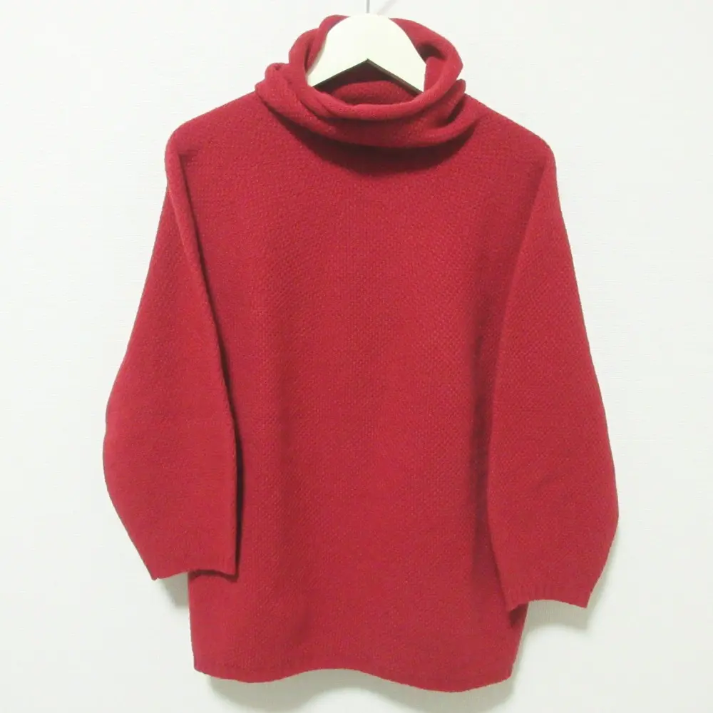 Max Mara マックスマーラ カシミヤブレンド 七分袖 ハイネック ニット セーター S レッド