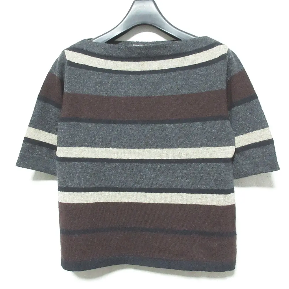 Max Mara マックスマーラ 配色 ボーダー ショートスリーブ ボートネック ニット プルオーバー カットソー S マルチカラー
