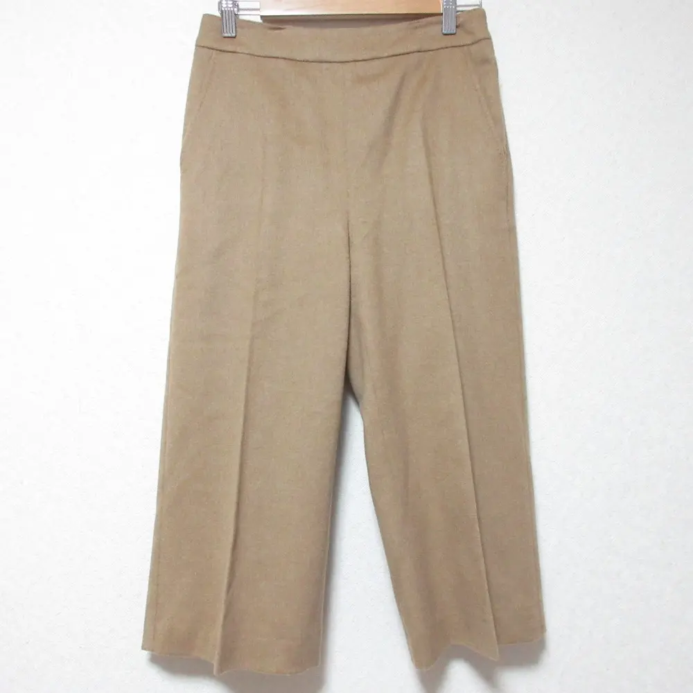 Max Mara マックスマーラ キャメル100％ ワイド クロップドパンツ スラックス 40 ブラウン