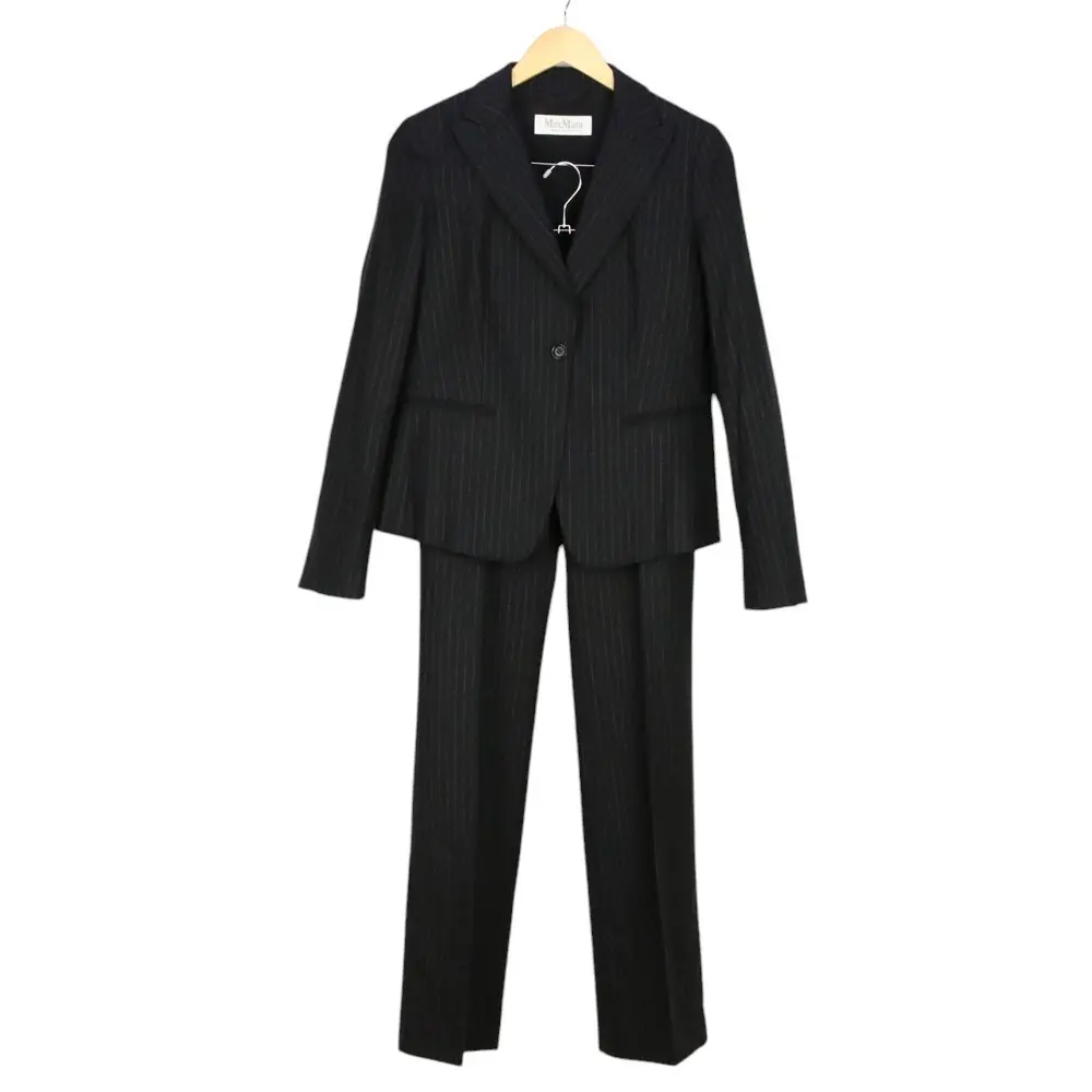 Max Mara マックスマーラ ストライプ テーラードジャケット スラックスパンツ セットアップ スーツ 40 ブラック ホワイト
