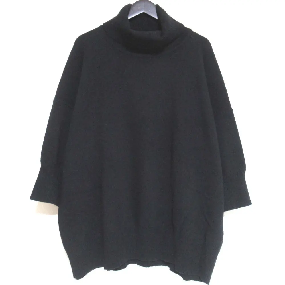 Max Mara マックスマーラ カシミヤブレンド 長袖 タートルネック オーバーサイズ ニット セーター M 165/88A ブラック