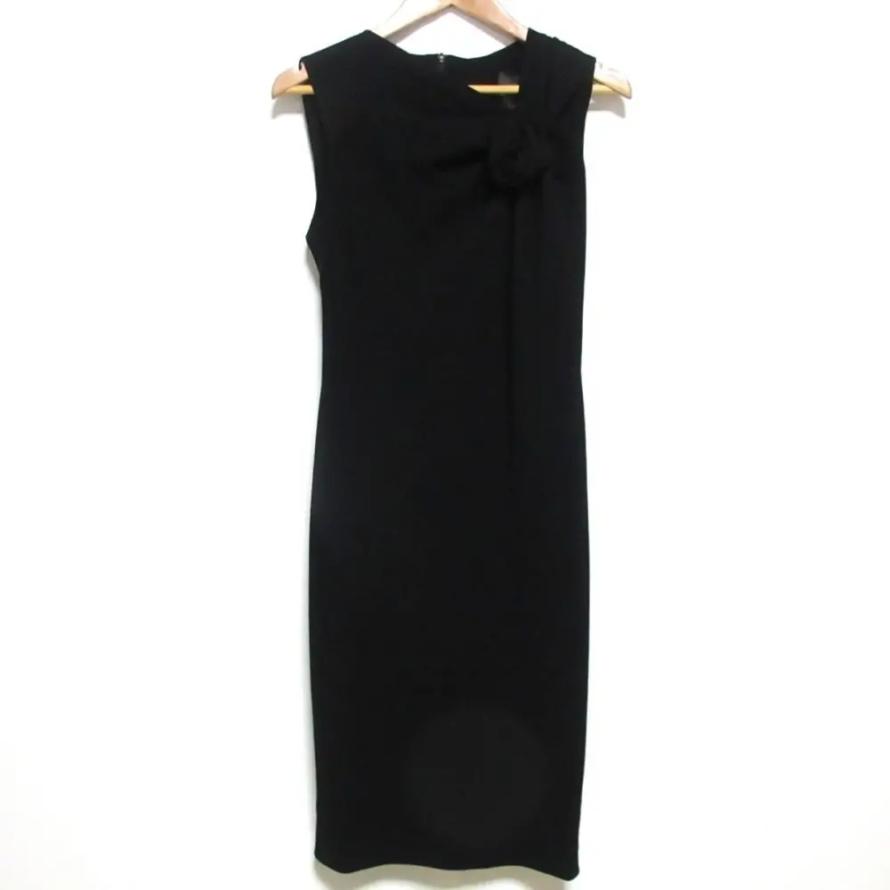 MAX MARA pianoforte マックスマーラ ピアノフォルテ ひざ下丈 バラ ノースリーブ ドレス タイトワンピース 36 ブラック