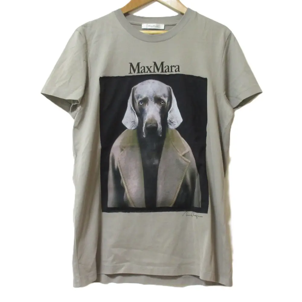 21AW Max Mara マックスマーラ ドックプリント クルーネック 半袖 Tシャツ カットソー グレー