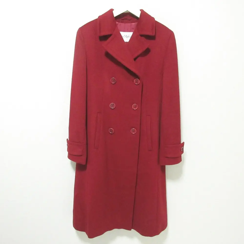 Max Mara マックスマーラ キャメル100% ダブルブレスト ロングコート サイズ I38 レッド
