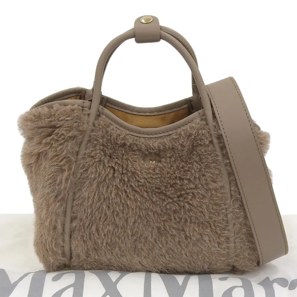 23AW Max Mara マックスマーラ Tマリン テディベア 2WAY ショルダーバッグ トートバッグ キャメル