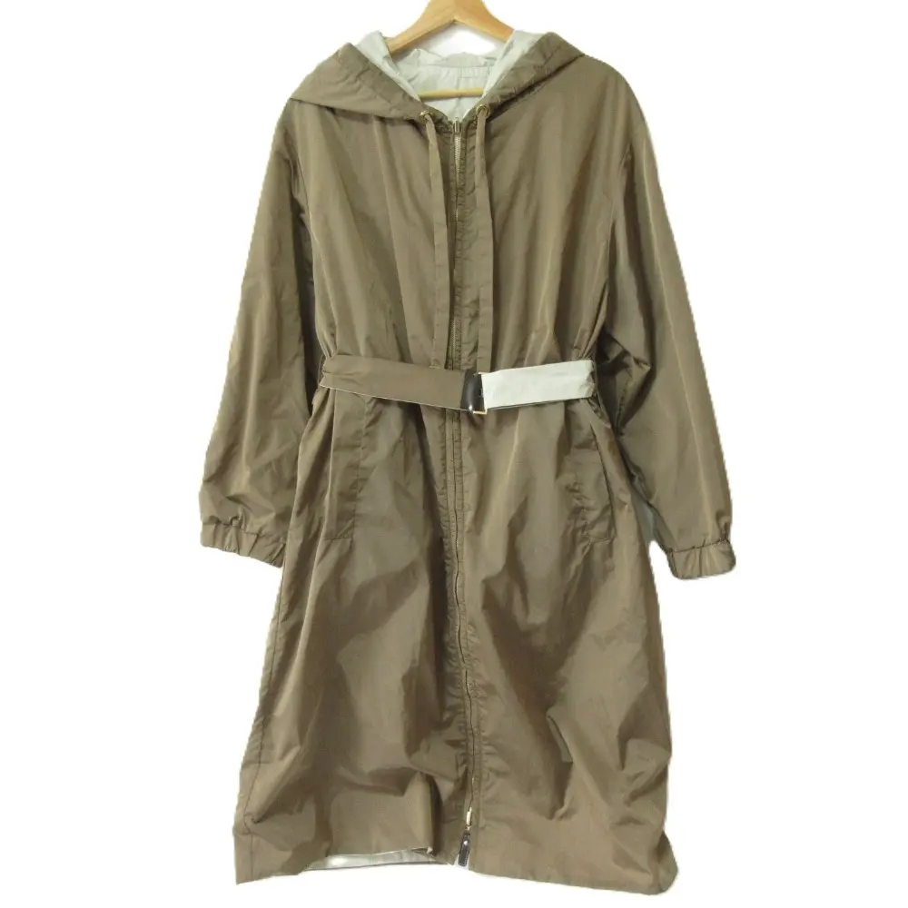 Max Mara THE CUBE マックスマーラ ザ キューブ リバーシブル タフタ フーデッドコート 902112176 サイズ40 ブラウン×アイボリー