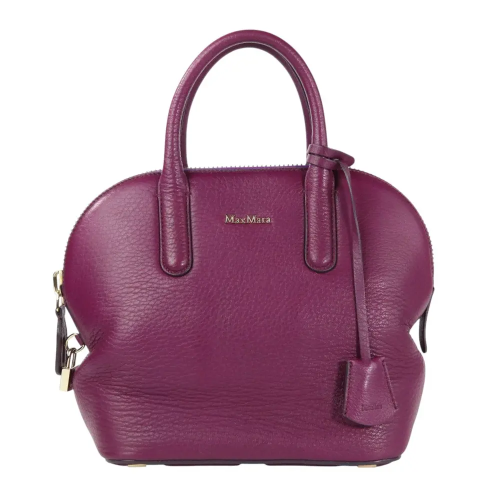 MaxMara マックスマーラ ディアスキン レザー ハンド バッグ 14-51-60433 パープル