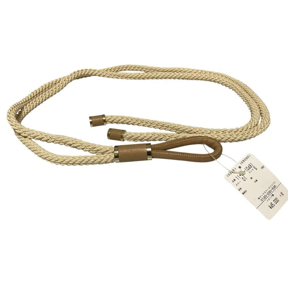 Max Mara マックスマーラ レザーコンビ 紐 ロープベルト S ベージュ