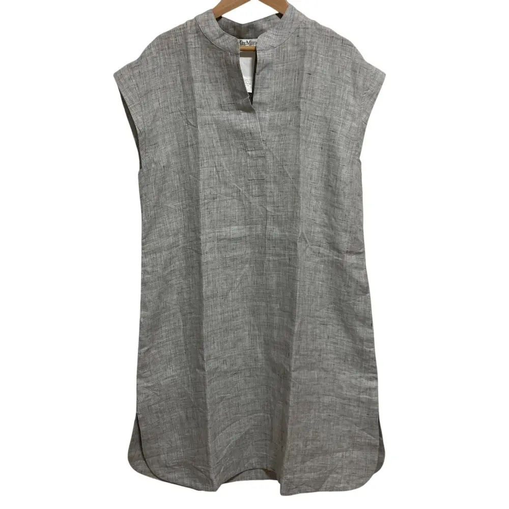 Max Mara マックスマーラ ノースリーブ リネンシャツワンピース I44 ライトグレー
