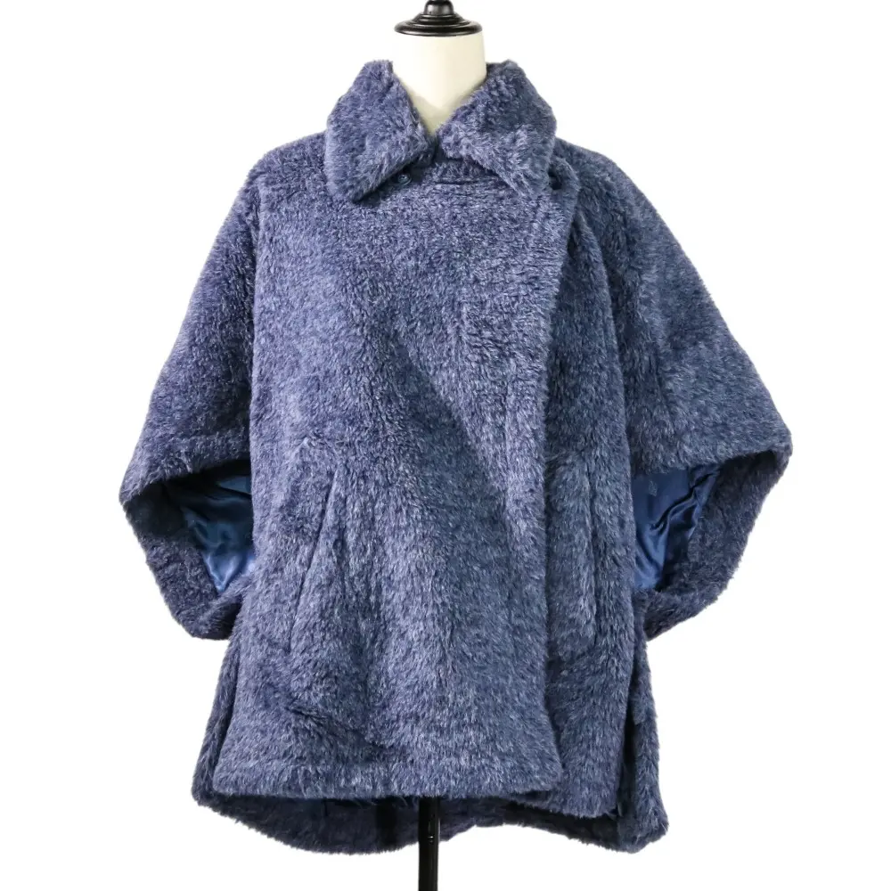 24AW Max Mara マックスマーラ TEBE6 テディベアケープ バージンウールブレンド ショートコート ブルージーンズ