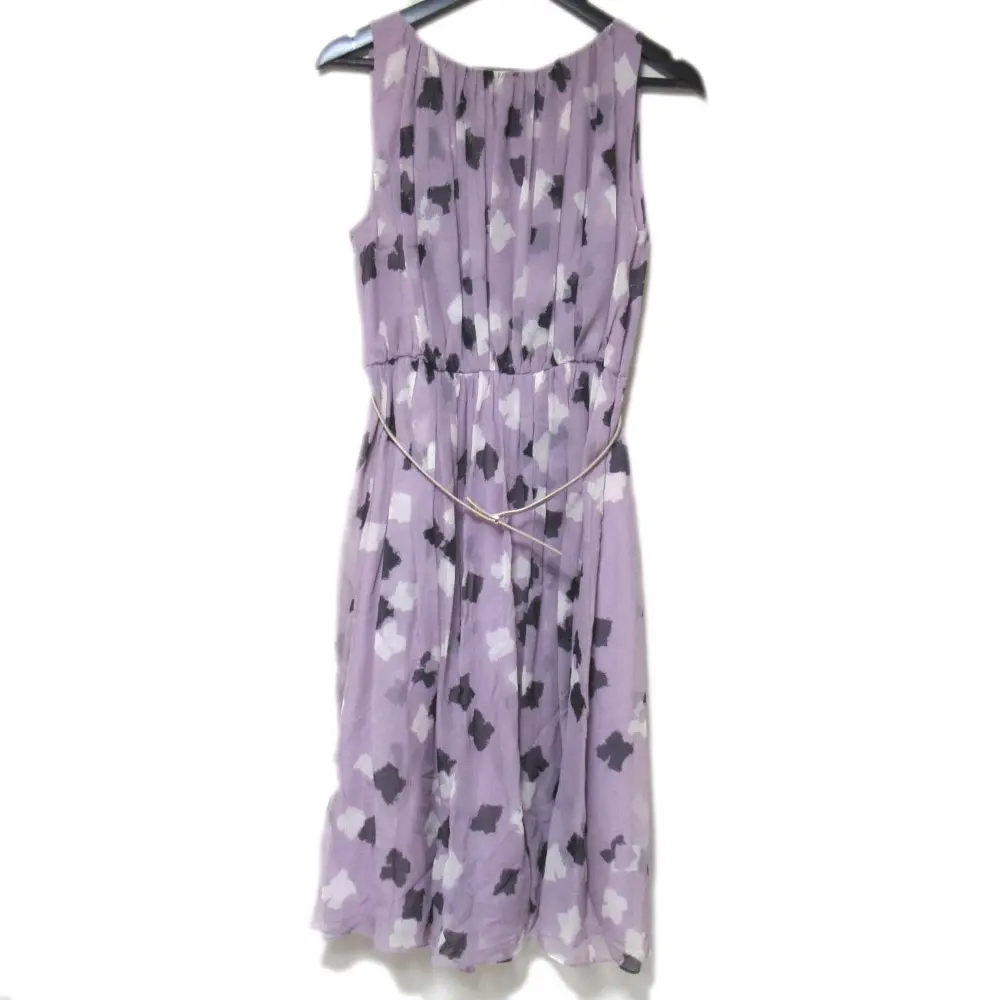 Pianoforte Max Mara マックスマーラ ピアノフォルテ 総柄 シルク ノースリーブ ひざ丈 ワンピース I44 パープル