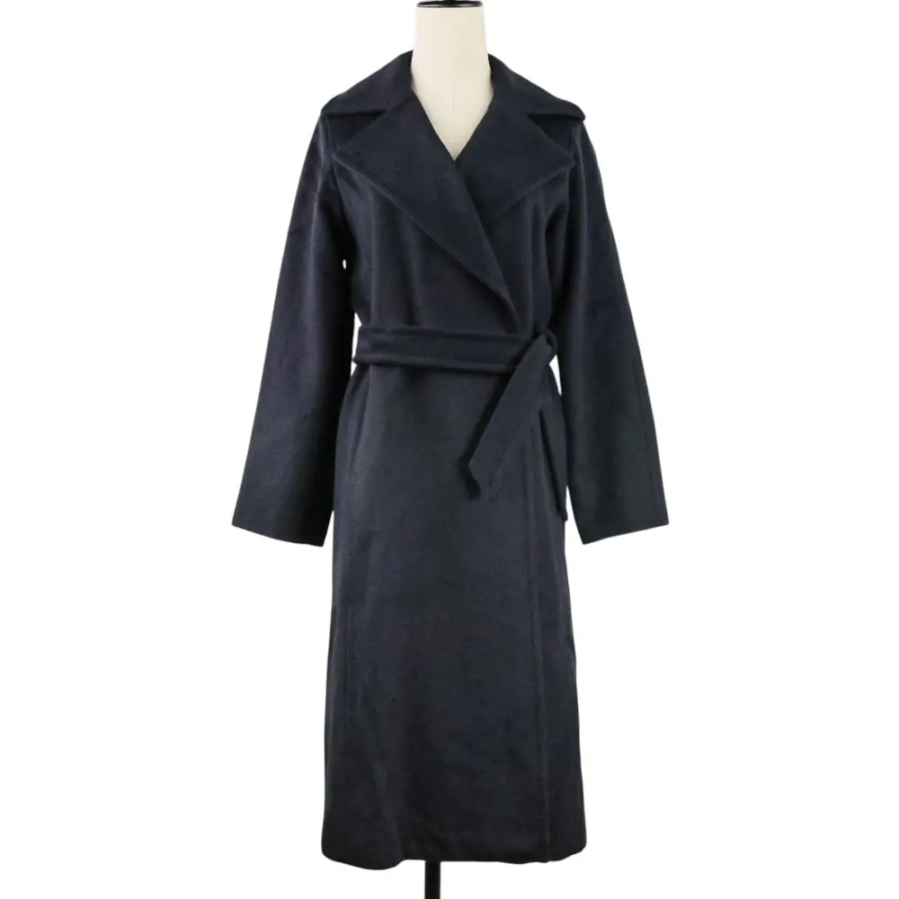 21AW MaxMara マックスマーラ マニュエラ キャメル100% ベルテッド アイコンコート 101614136 サイズ34 ネイビー