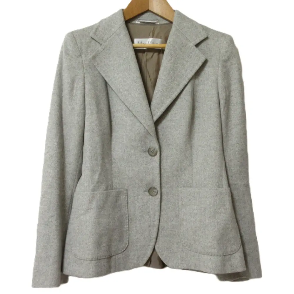 Max Mara マックスマーラ ウールアンゴラ 2B シングル テーラードジャケット サイズ36 グレー