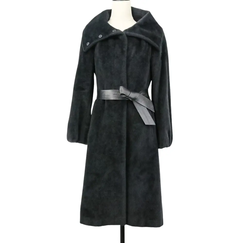 Max Mara マックスマーラ アルパカ ベルト付き シャギーコート 10163773 サイズ38 ブラック