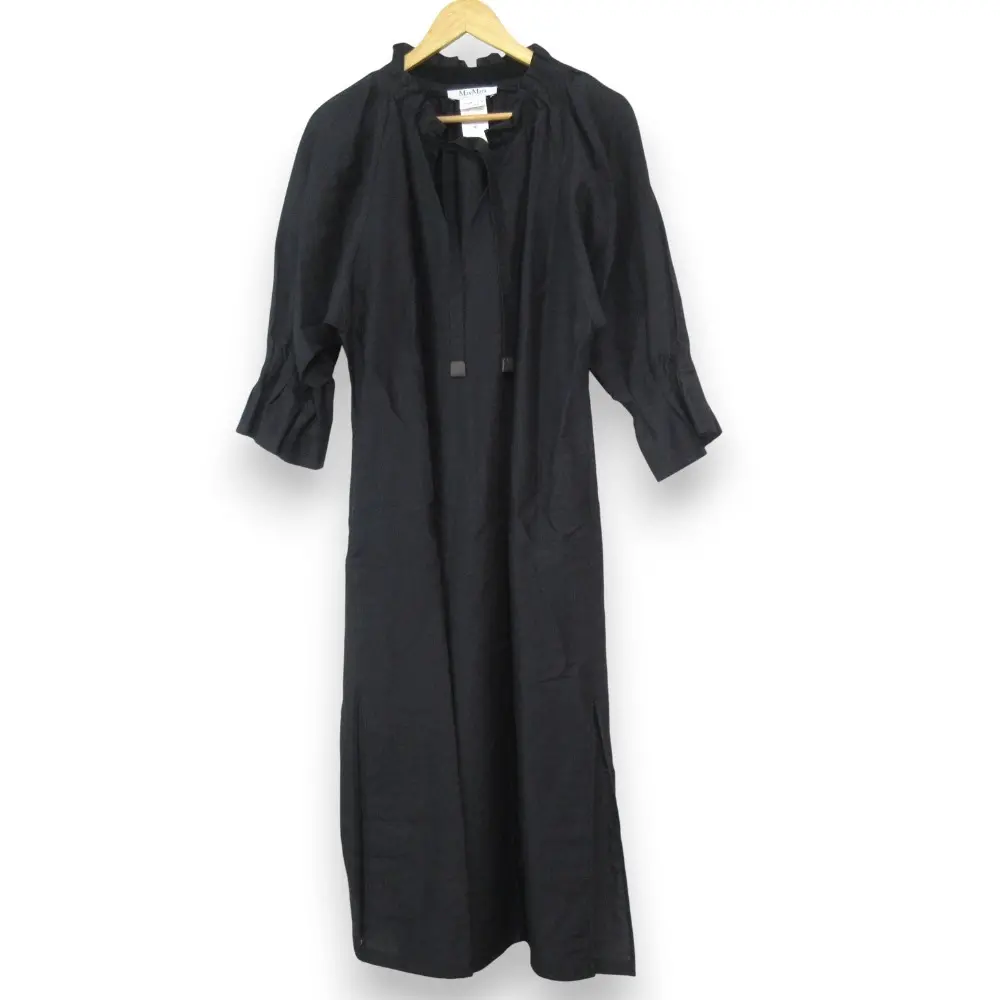 25SS MaxMara マックスマーラ  ギャザーネック ロングワンピース サイズ40 ブラック