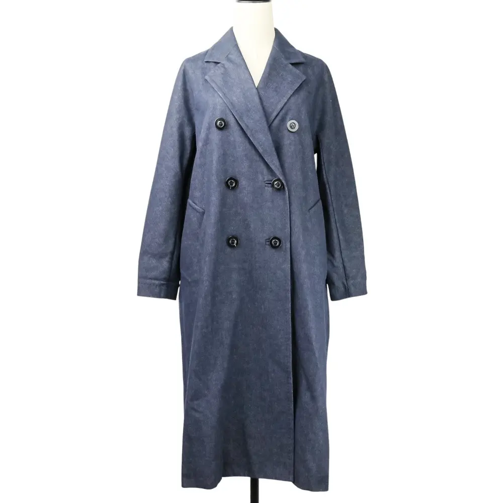 22SS Max Mara マックスマーラ BACCO ダブルブレスト デニムロングコート サイズ36 インディゴ