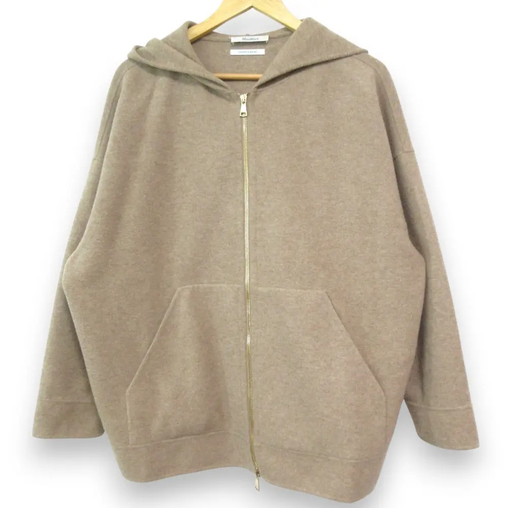 24AW MaxMara マックスマーラ ロゴ刺繍 カシミヤブレンド ジップパーカー Sサイズ ベージュ
