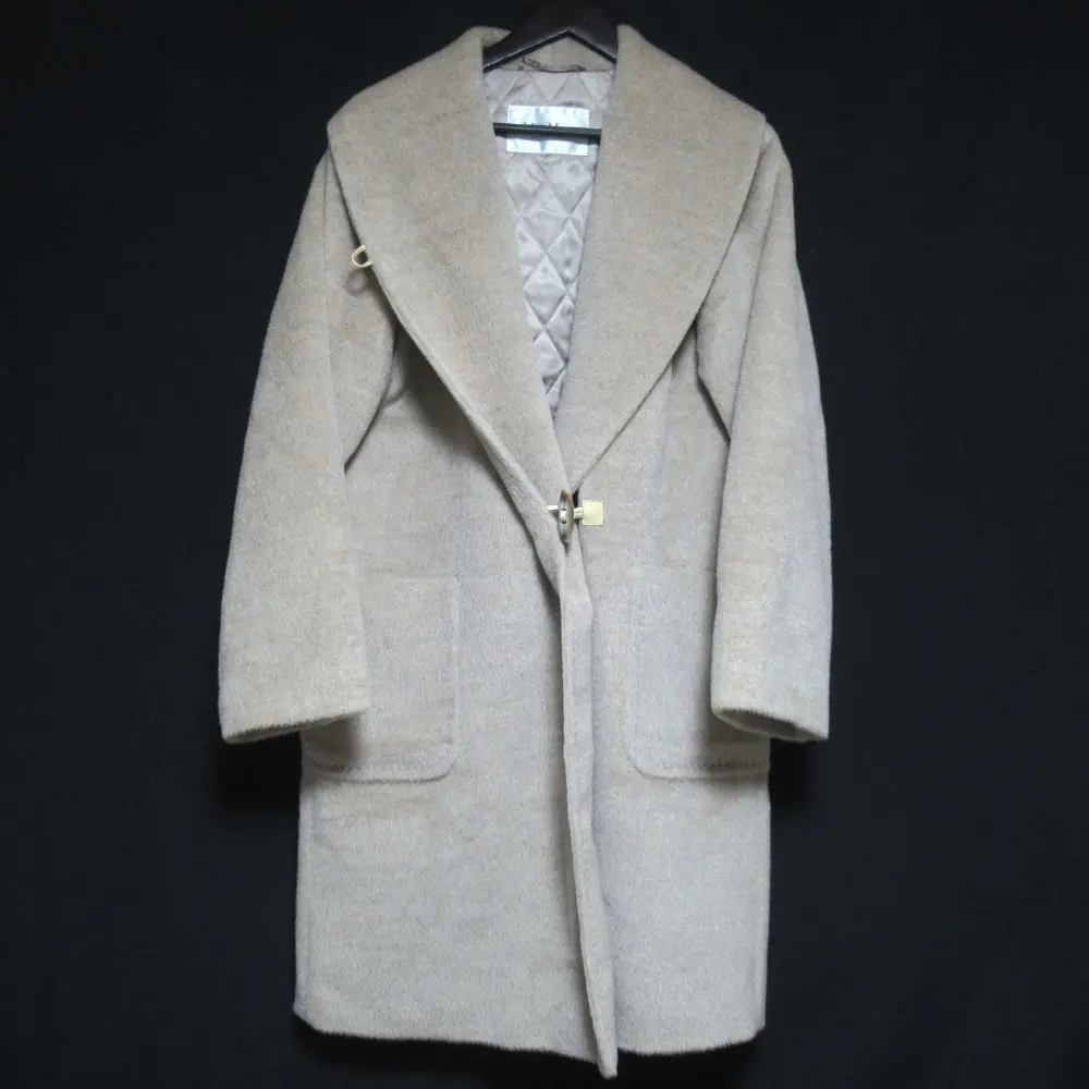 Max Mara マックスマーラ アルパカ ウール ショールカラー パデッドコート サイズI44 ベージュ