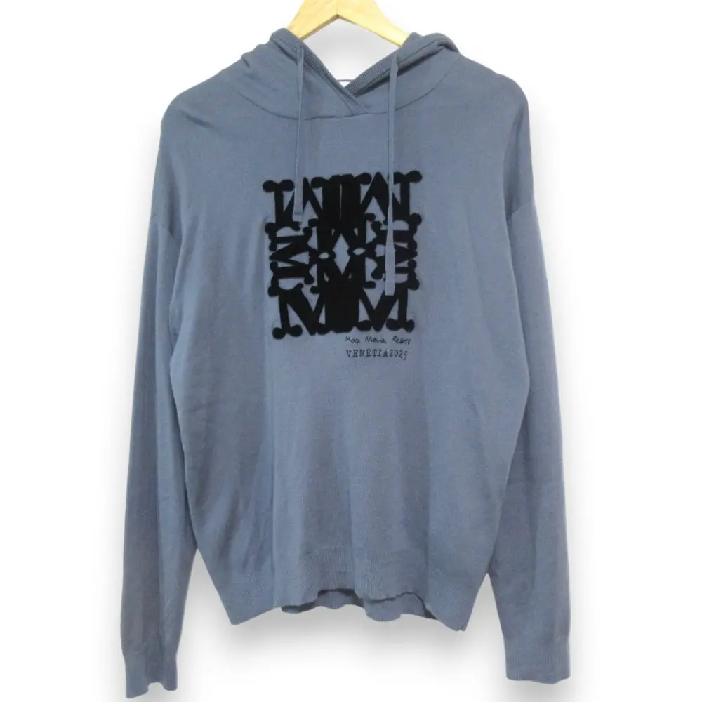 25SS MaxMara マックスマーラ SFINGE ウールジャージニット パーカー サイズL ブルー系