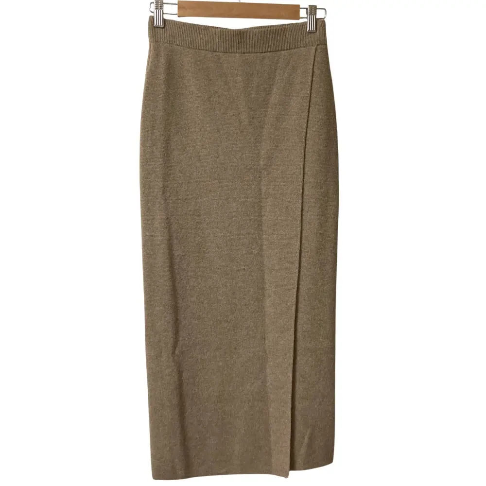 24AW Max Mara マックスマーラ Umbria ウールカシミヤ ニット ロングスカート Sサイズ ブラウンベージュ 