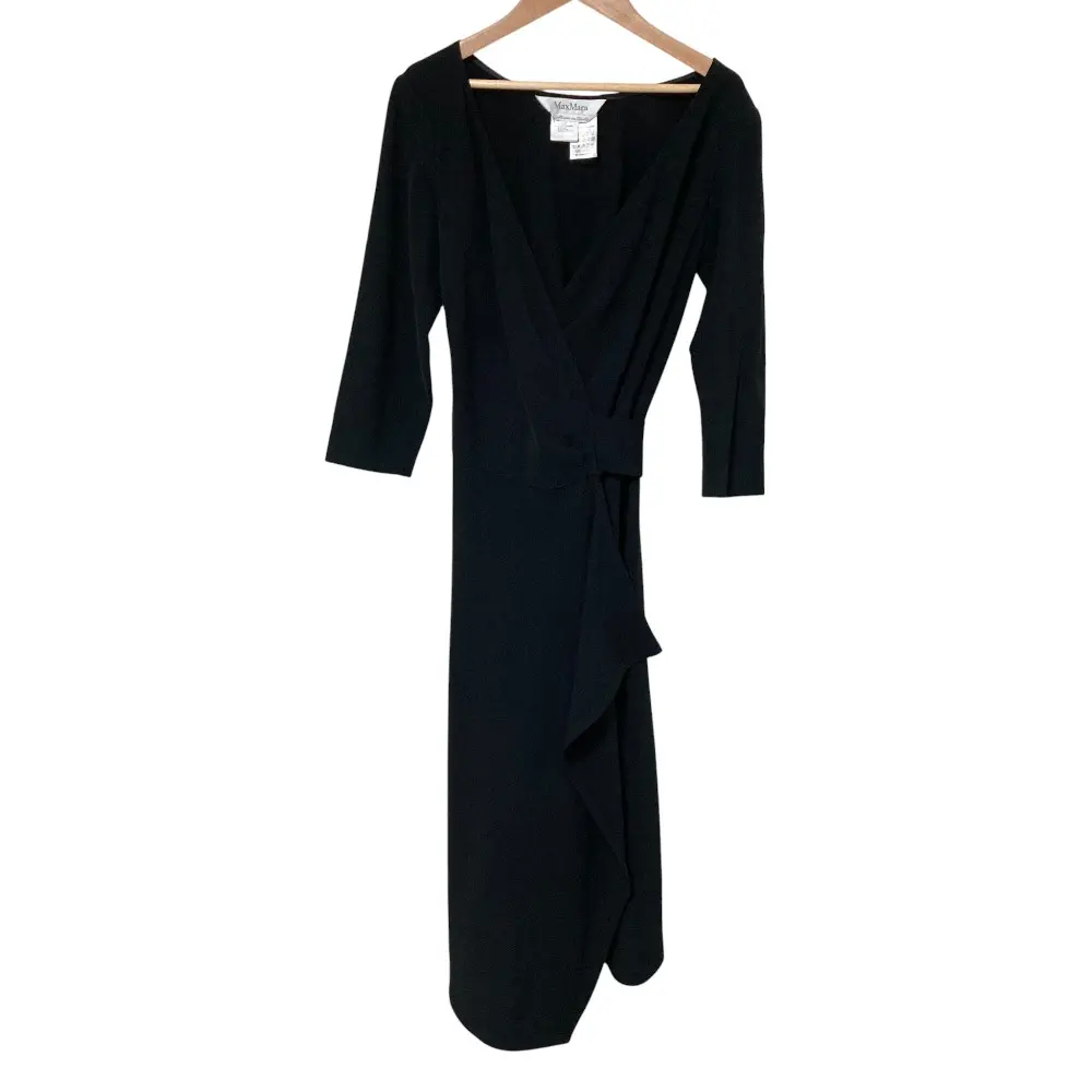 Max Mara マックスマーラ ストレッチ カシュクールワンピース 42サイズ ブラック