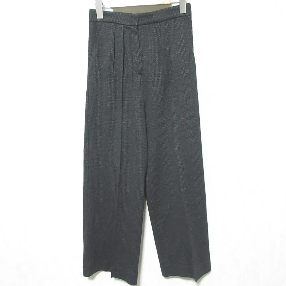 Max Mara マックスマーラ 千鳥チェック タックワイドパンツ サイズM ダークグレー