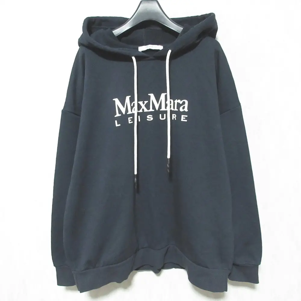 Max Mara マックスマーラ LEISURE ロゴプリント スウェット プルオーバーパーカー サイズS ネイビー