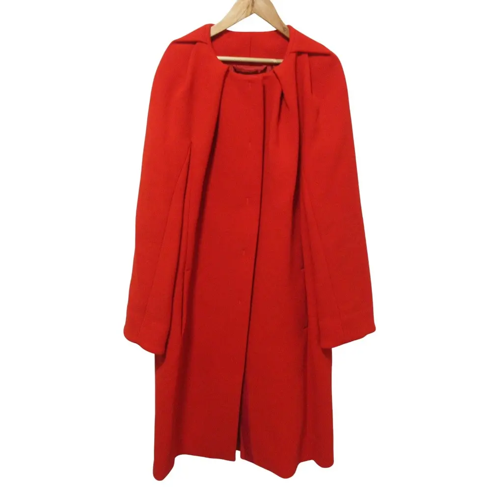 Max Mara Atelier マックスマーラ アトリエ ノーカラー ロングコート 大きいサイズ 48 レッド