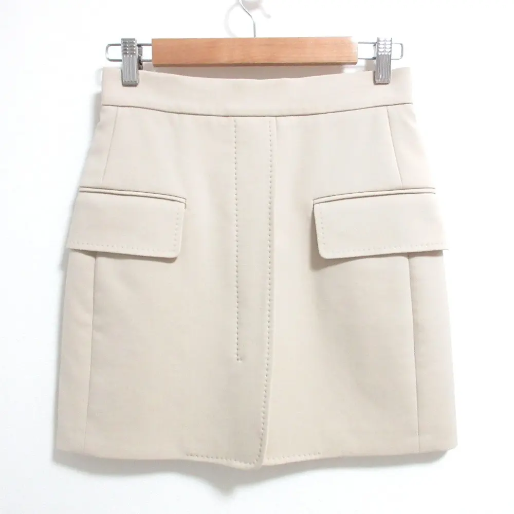 24SS Max Mara マックスマーラ フラップポケット ミニスカート 24111010316 36サイズ ベージュ