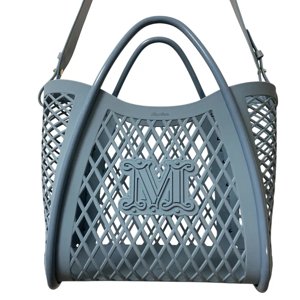 Max Mara マックスマーラ Mariny ラバー メッシュ 2wayハンドバッグ ショルダーバッグ ブルー