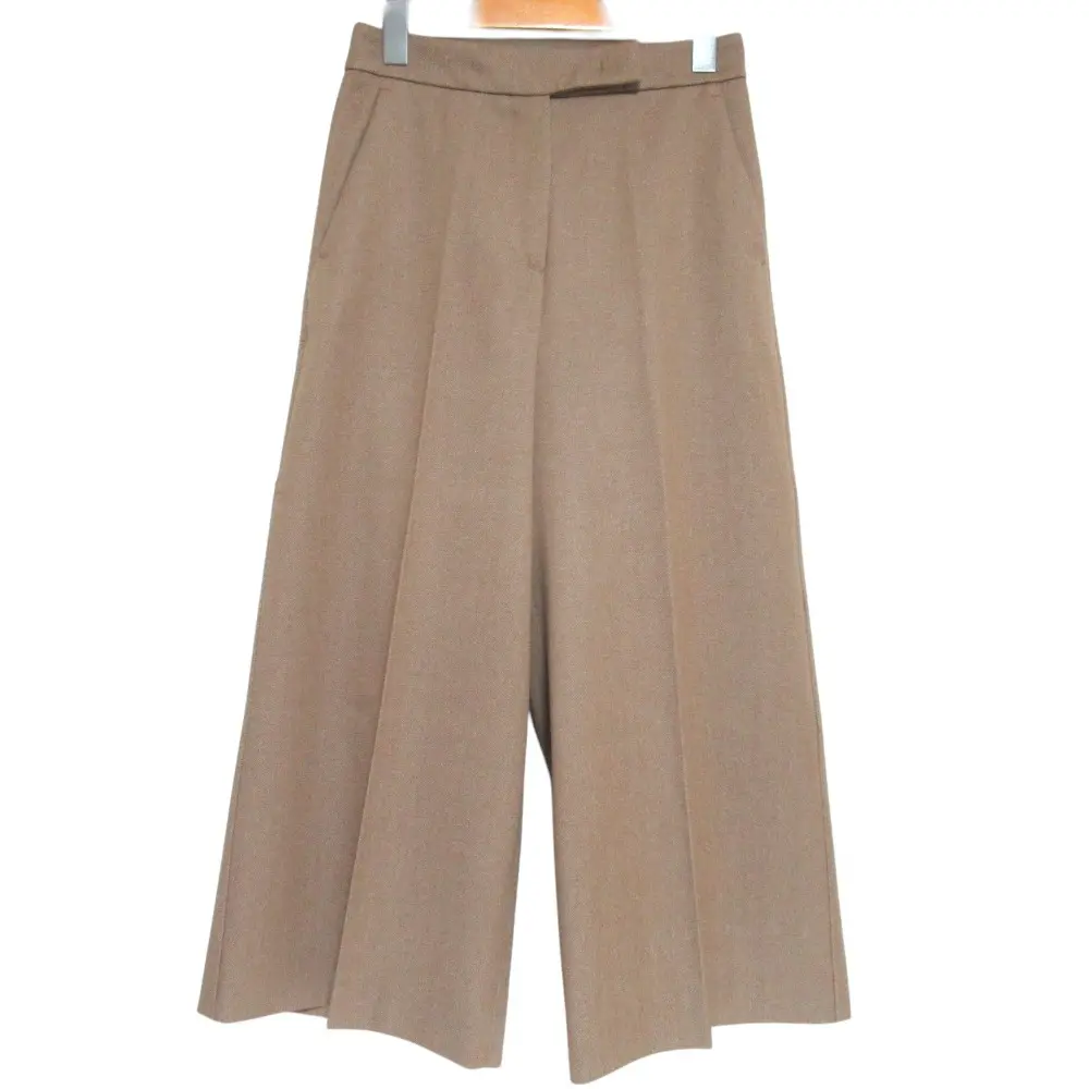 Max Mara マックスマーラ バージンウール クロップド ワイド スラックスパンツ サイズI36 ブラウン