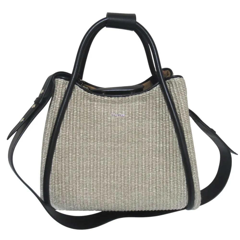 MaxMara マックスマーラ マリン 2WAY トートバッグ ショルダーバッグ ベージュ×ブラック