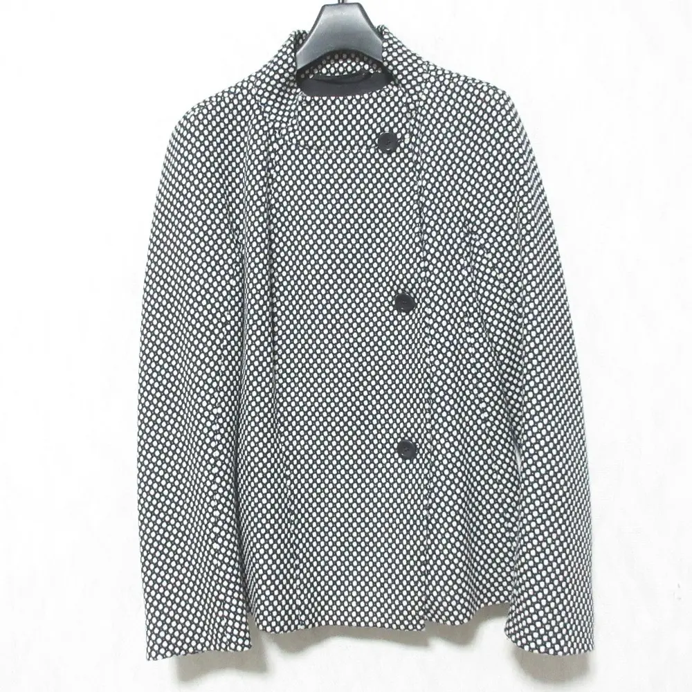 Max Mara マックスマーラ カシミヤブレンド スタンドカラージャケット 38 ブラック ホワイト