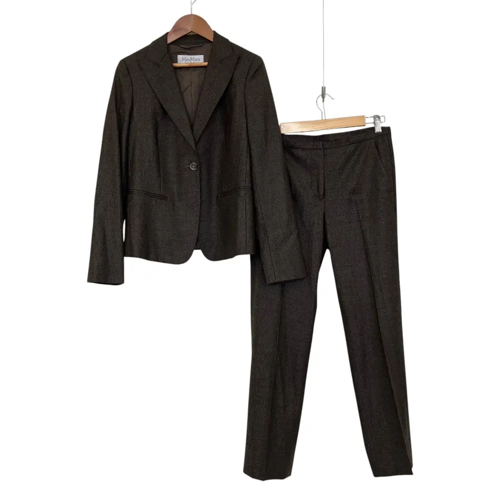 Max Mara マックスマーラ ウール 1B テーラードジャケット パンツ スーツ セットアップ 40 ブラウン