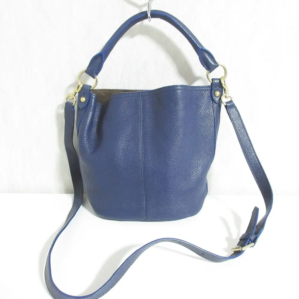 Max Mara マックスマーラ レザー 2way バケットハンドバッグ ショルダーバッグ ネイビー