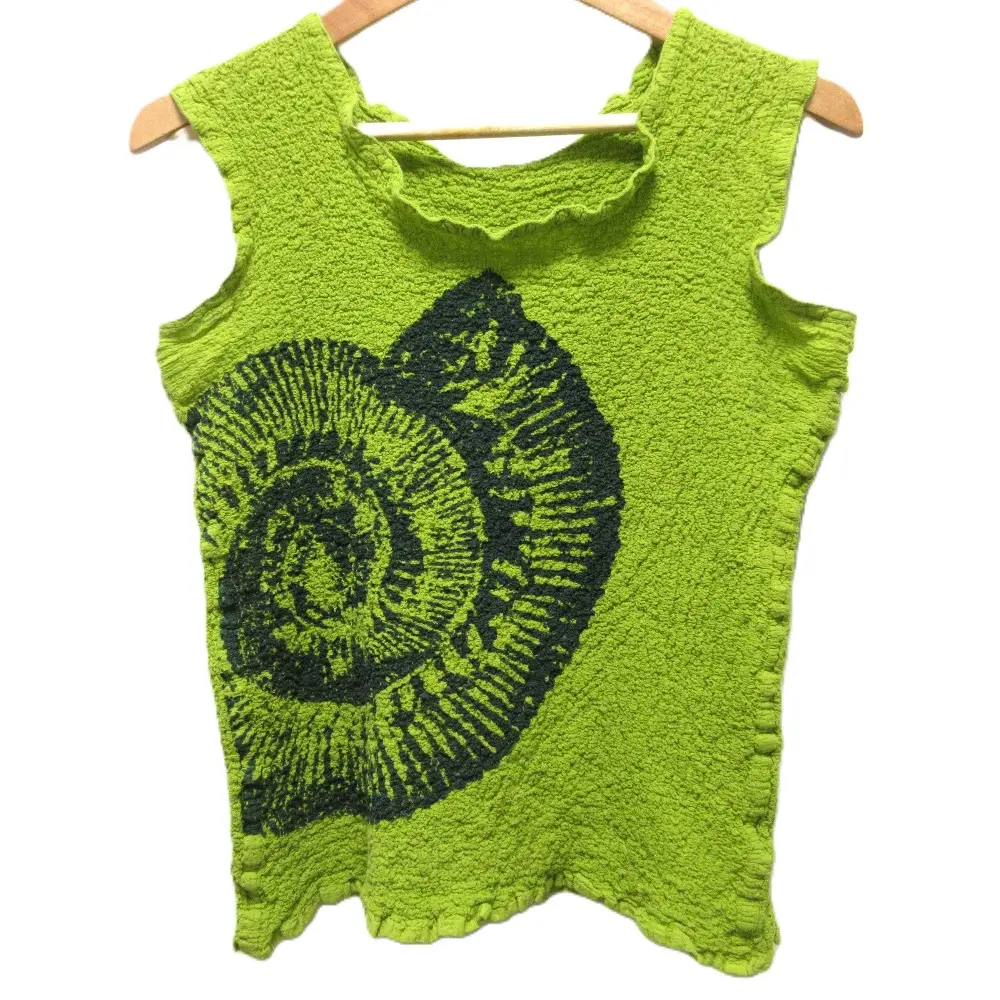 me ISSEY MIYAKE ミーイッセイミヤケ アンモナイト柄 カリフラワー ノースリーブ カットソー タンクトップ MI84FR225 グリーン