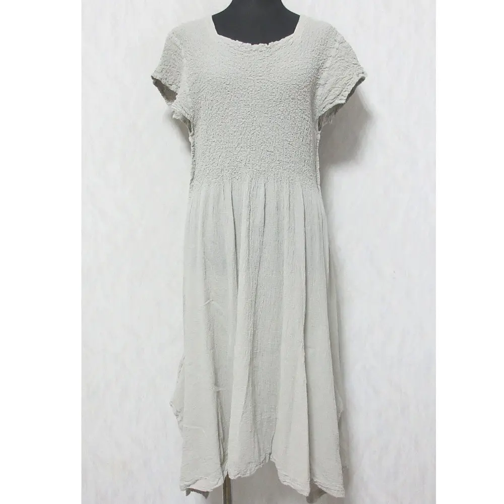 me ISSEY MIYAKE ミー イッセイミヤケ カリフラワープリーツ 半袖 フレアワンピース MI62FH472 ベージュ