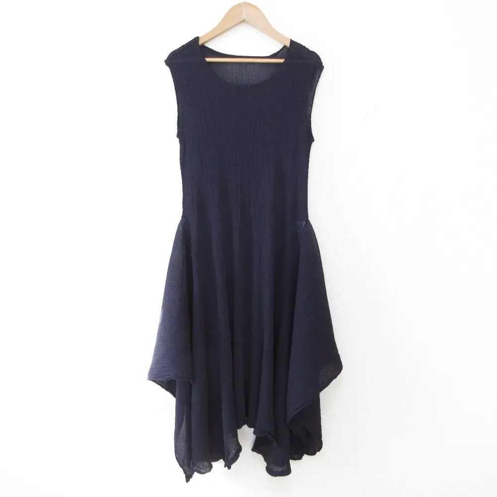 me ISSEY MIYAKE ミー イッセイミヤケ プリーツ フレア ノースリーブ ドレス ワンピース ダークパープル