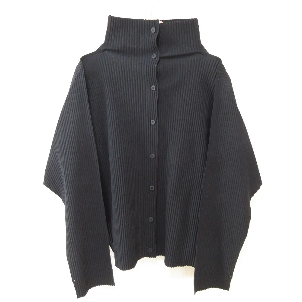 21SS me ISSEY MIYAKE ミーイッセイミヤケ A.POC INSIDE ドルマン スタンドカラー プリーツシャツ ブラウス ジャケット ブラック