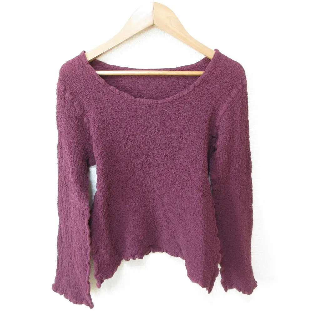 me ISSEY MIYAKE ミーイッセイミヤケ カリフラワー ロングスリーブ クロップド カットソー プルオーバー MI44FK505 ボルドー