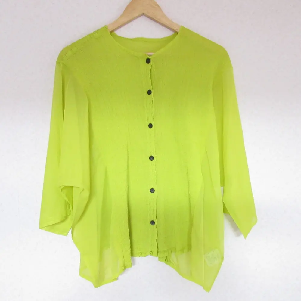 24SS me ISSEY MIYAKE ミーイッセイミヤケ SHEER SEE-THROUGH CREPE シースルークレープ カーディガン MI41FO952 イエロー