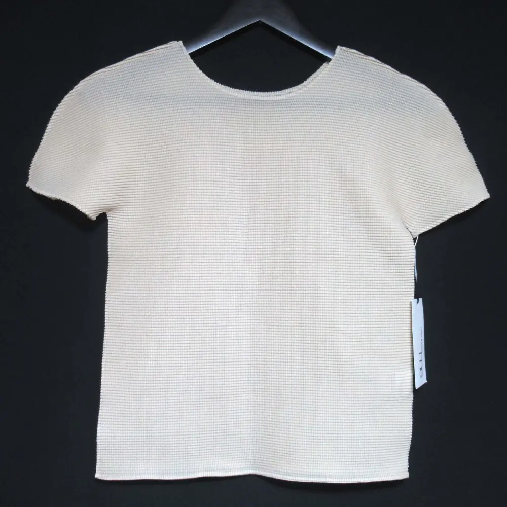 24SS me ISSEY MIYAKE ミー イッセイミヤケ STRETCH PLEATS ショートスリーブ プリーツ カットソー アイボリー