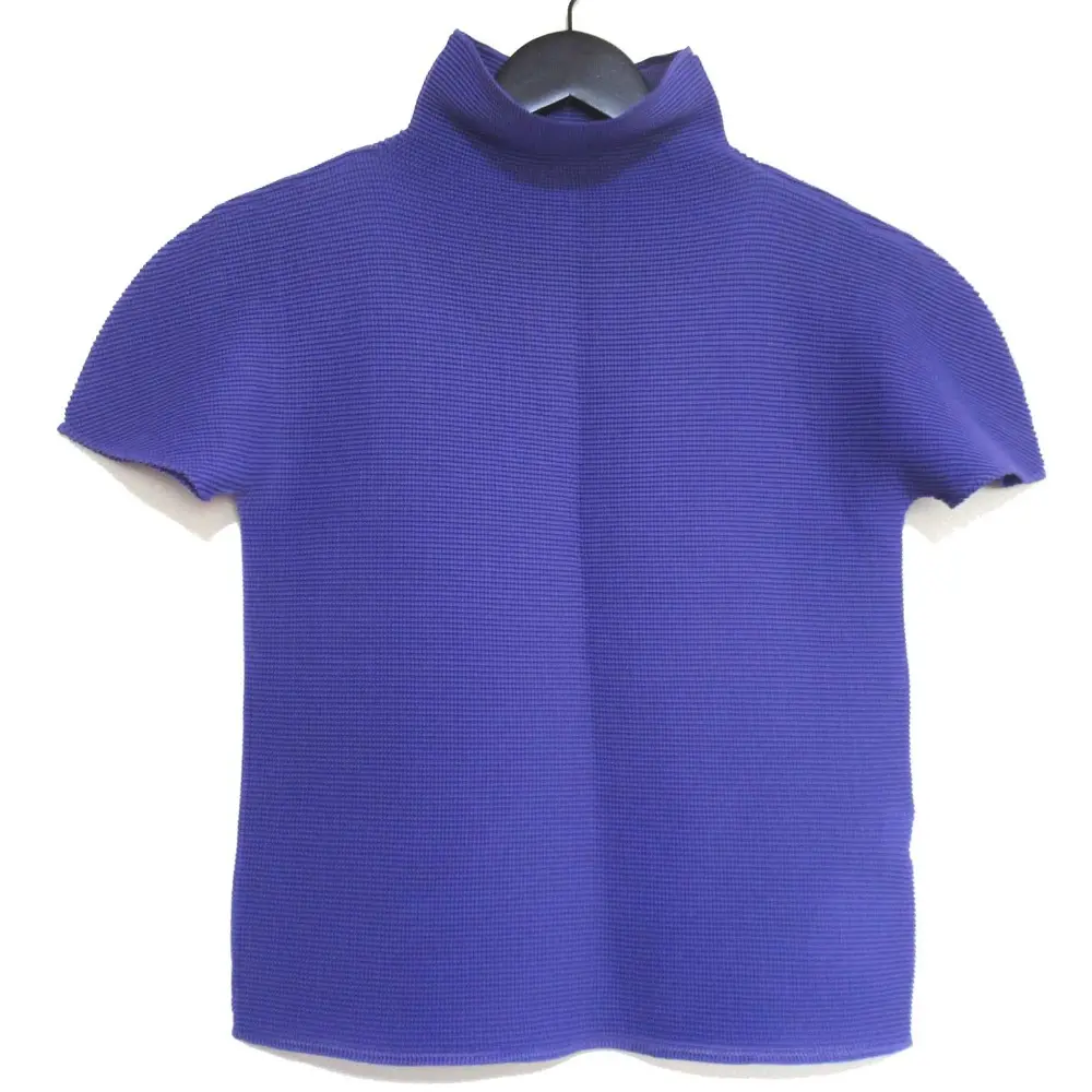 me ISSEY MIYAKE ミー イッセイミヤケ ショートスリーブ ハイネック ボックスプリーツ ブラウス カットソー MI11FK615 パープル