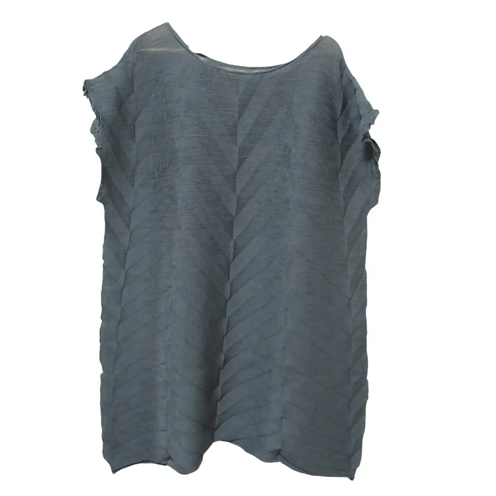 25SS me ISSEY MIYAKE ミーイッセイミヤケ STAR SEE-THROUGH CREPE ノースリーブ チュニック カットソー MI52FT563 グレー