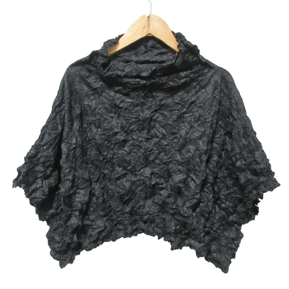 me ISSEY MIYAKE ミーイッセイミヤケ VELOUR MERINGUE シワ加工 ハイネック ブラウス カットソー MI52FK261 ブラック