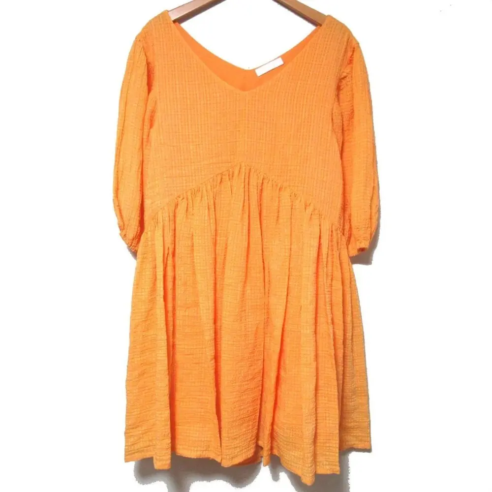 21AW Merlette マーレット MILLER DRESS リネン シルクブレンド ひざ丈 両Vネック ドレス ワンピース 3410300041 XS オレンジ