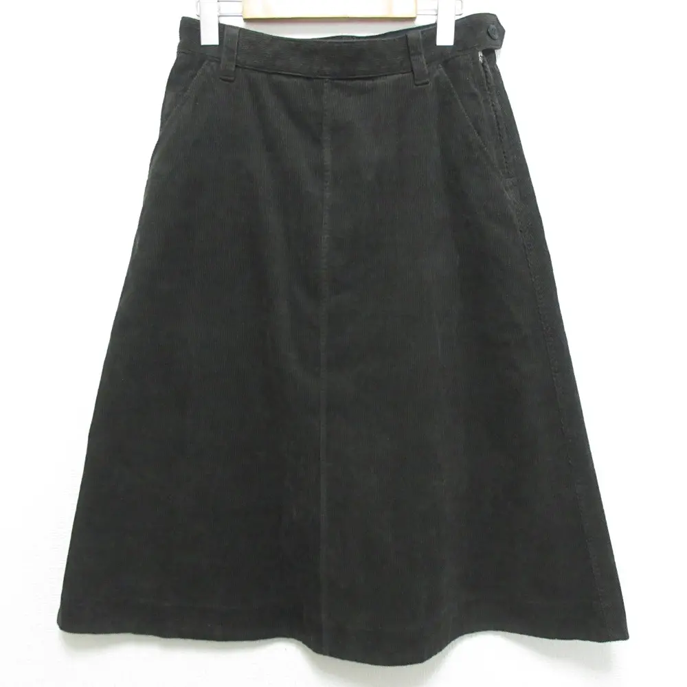 23AW MHL. エムエイチエル マーガレットハウエル DRY COTTON NEEDLECORD ロング ミモレ丈 コーデュロイスカート 2 カーキ