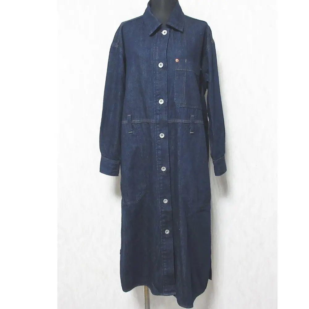 24SS MHL. エムエイチエル マーガレットハウエル CANTON LIGHT DENIM デニムシャツドレス ワンピース 595-4158502 34 インディゴ