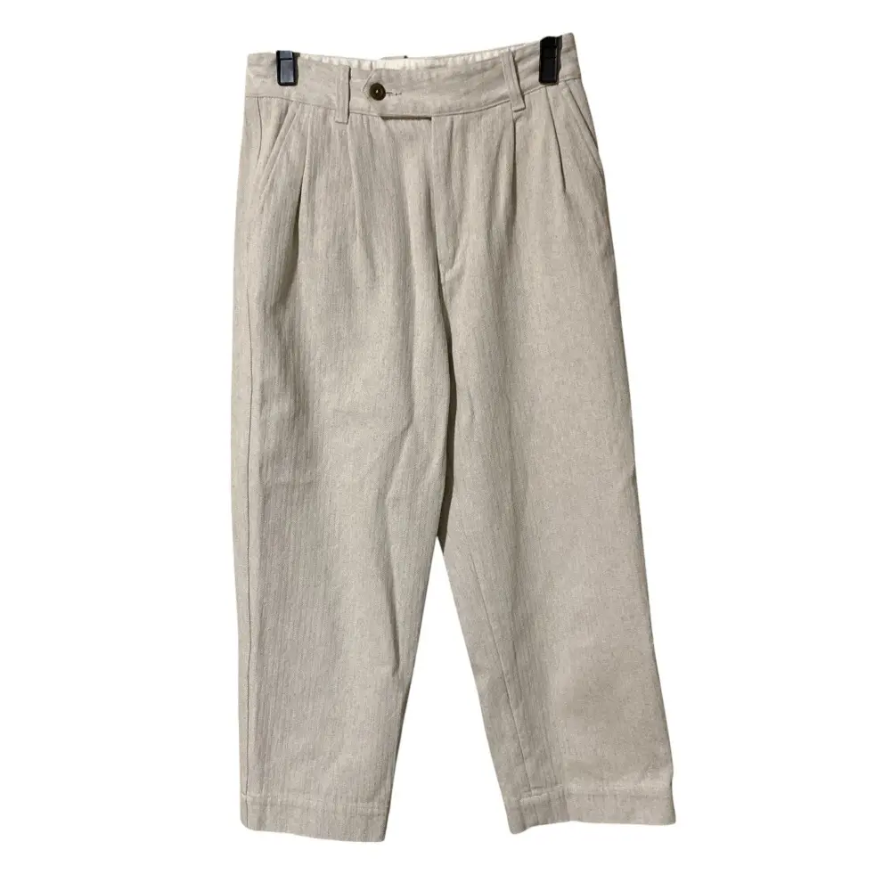 MHL. エムエイチエル マーガレットハウエル COTTON LINEN HERRINGBONE リネンブレンド 2タック クロップドパンツ 2 ベージュ