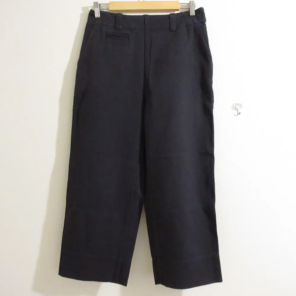 23SS MHL. エムエイチエル マーガレットハウエル ワイドシルエット ハイウエスト デニムパンツ 2 ネイビー